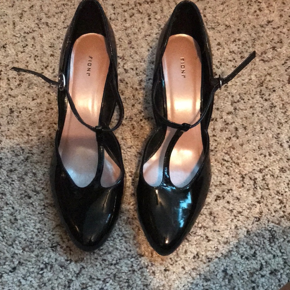Black patent leather heels